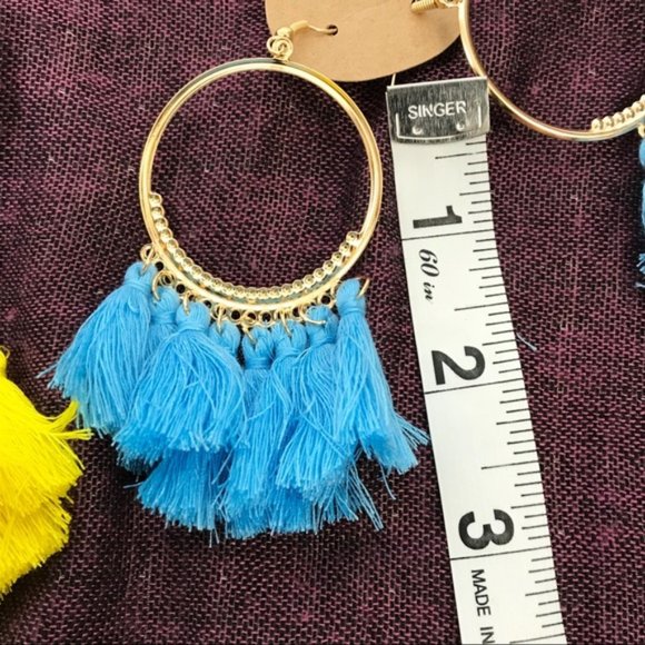One pair hoop fringe earrings 3in nwot - Picture 8 of 8